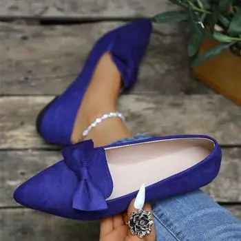 Остроносые женские туфли с бантом на плоской подошве, женские неглубокие мокасины, дизайнерская обувь 2024 года, повседневный тренд, новое уютное платье для женщин, Zapatillas 36 синий