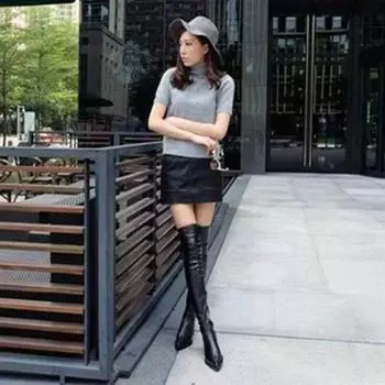 Pointed Toe Elegant With Low Heels Black Women s Long Boots Fashion 2024 Quality Work Hot Boot Chic Ladies Knee High Shaft Shoes 35