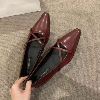 Pointed Toe Flats Shoes Women Fashion Shallow Sandals 2024 Walking Dress Shoes Casual New Fashion Cozy Autumn Sexy Mujer Zapatos 35 чёрный