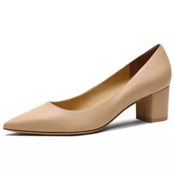 Женская обувь без шнуровки с острым носком, женская обувь на мелком каблуке из натуральной кожи, весна-осень, лаконичные туфли на высоком квадратном каблуке, большой размер M0112 6.5