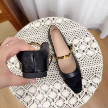 Pointed toe with Mary Jane shoes, shallow mouth single shoes, autumn new models, small inner height increase with skirt fairy 34