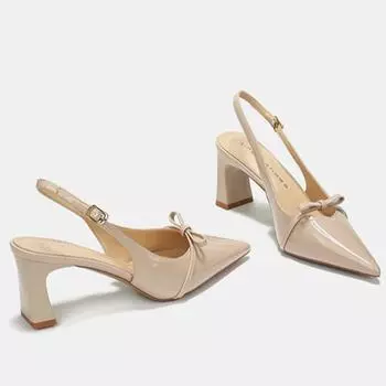 Pointed Toe Women s New Sandals 2025Summer Bow Luxury Brand Sexy Buckle High Heels Slingback Shallow Mouth Girls Mary Jane Shoes 35