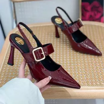 Pointed Toe Women Sandals High Heels Elegant Shoes Summer Dress Fashion Stilettos Woman Shoes 2025 New Trend Party Mujer Zapatos 35 красный