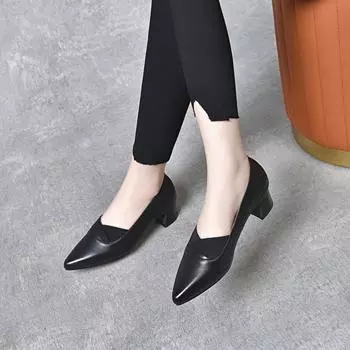Pointed work shoes women s spring new fashion temperament elastic shallow mouth high heels professional dress shoes 34