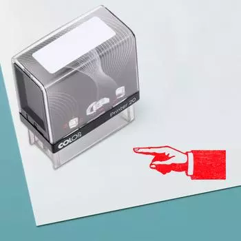 Pointing Finger Self Inking Rubber Stamp Custom Colop Office Stationary P20 Mini Stamper 14 mm x 38 mm синий
