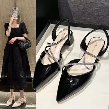 Острые маленькие высокие каблуки женские дизайнерские босоножки со стразами Sense Niche темперамент женские летние новые модные туфли 2024 года 35 серебряный