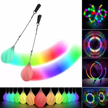 POITOI LED Poi Ball Glow Ball Мягкий светящийся Poi Ball для начинающих и профессионалов Радужный переливающийся светящийся светодиодный вращающийся игрушечный светящийся шар 1 пара