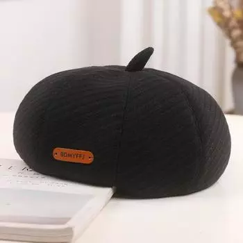 Показать лицо маленькая берет девочка весна и осень ретро литературный художник шляпа простая универсальная тыквенная шляпа прилив M56-58cm чёрный