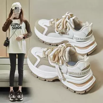 Показываю ноги, маленькие жареные уличные туфли на платформе, женские весенние и осенние европейские туфли 2025 года, новые увеличивающие рост универсальные повседневные туфли 35