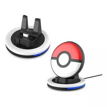 Poke GO Plus + Charging Dock 2023, зарядная станция для Poke GO Plus + с RGB-подсветкой и зарядным кабелем USB Type-C 6.5*6.5*3.8cm белый/чёрный