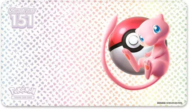 Pokemon 151 Ultra Premier Collection Playmat Mew и Kanto Pokedex розовый