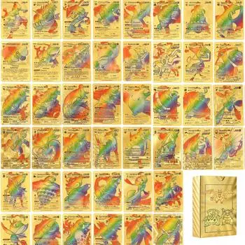 Pokemon 55 шт. редкие карты Радуга Vmax пакеты TCG цвета: золото, серебро, черная фольга, разные карты для детей и взрослых, лучшие коллекционеры подарков