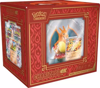 Pokemon Charizard EX Super Premium Collection фольгированная рекламная карта 1 дисплей 10 бустеров TCG (3 карты, фигурка, колоды)