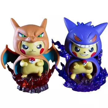 Pokemon Figure Pikachu Cos Gengar Charizard Anime Figure Kawaii Figurine Statue Model Doll Collectible Toy Gifts Pack of 1 Gengar