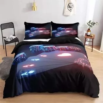 Покер Карты Пододеяльник Игрок Игры Карточные Настольные Игры Тема для Женщин Мужчин Подростков для Украшения Спальни Пододеяльник Королева Король 135x200cm 2pcs