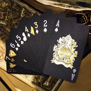 Покер Пластик Водонепроницаемая Креативная Золотая Черная Золотая Фольга Игральные Карты Настольная Игра Моющаяся Пластиковая Колода Карты Покер United States