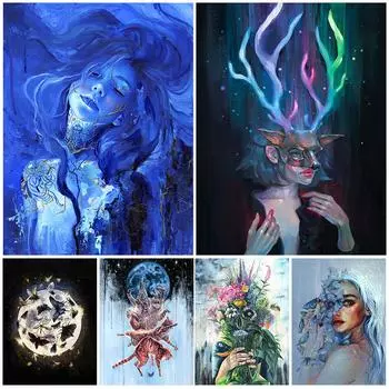 Поклонение насекомым, Луна и скелет, цветочный принт, ведьма, гадание, колдовство, магический плакат 21cm30cm NoFrame