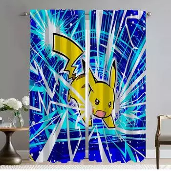 Pokmones Home Interior Curtains 2 Pieces Blackout Curtain for Room 2 Panel Tulle for Bedroom Partition Shades Living Kitchen W50xH70cmx2pcs-CL