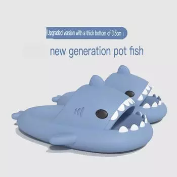 Поколение тапочек Shark для женщин, летние домашние и для улицы, домашние тапочки для ванной, сандалии для пар с толстой подошвой, тапочки для мужчин 36-37 серый
