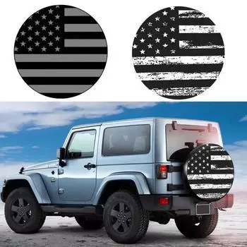 Покрышка для грузовика, сверхмощный ПВХ, чехол для шины с рисунком американского флага для Jeep RV, внедорожника, водонепроницаемая, пылезащитная защита для колес 16inch черный белый