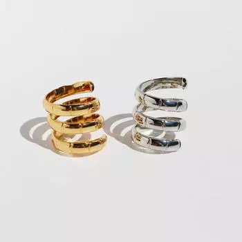 Покрытая латунью настоящая золотая ниша модная бамбуковая спираль многослойная широкая версия кольцо кольцо кольцо сложенное ношение 892 золотой