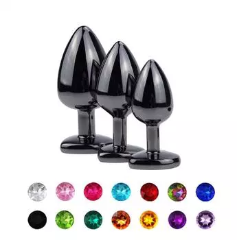 Покрытие Черный Металл Анальная Пробка Романтическое Сердце Кристалл Основание Рот Анальная Пробка Анальная Бусина Пара Анус Расширитель Металлический Шарик Массажер S