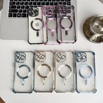 Покрытие цветной TPU рамка мягкий чехол для телефона iPhone 16 Plus 15 Pro Max 14 Pro 13 12 11 прозрачный для Magsafe ударопрочный магнитный тонкий чехол iPhone 16 чёрный