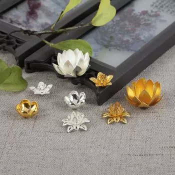 Покрытие цветок лотоса свободные проставки из бисера колпачки конусные бусины колпачки филигрань для самостоятельного поиска ювелирных изделий 136mm 2pcs золотой