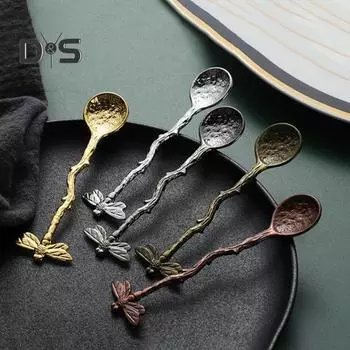 Покрытие поверхности чайной ложки Удобная ручка Изысканная прочная конструкция чайной ложки античный бронзовый