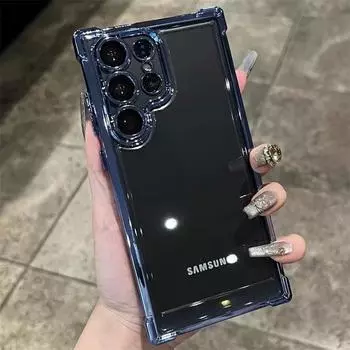 Покрытие противоударный прозрачный мягкий чехол для Samsung S24 S25Ultra S23 FE S22 Plus защитная пленка для объектива Samsung S25 Ultra чёрный