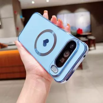 Покрытие Роскошный принт Love Hearts Тонкий магнитный чехол для Google Pixel 9 Pro XL 8 Pro 7A для Magsafe Ударопрочный мягкий глянцевый чехол из ТПУ Google Pixel 9 чёрный