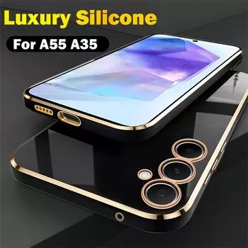 Покрытие Роскошный силиконовый чехол для Samsung Galaxy A55 A35 5G A54 A34 A15 A25 A14 A24 A53 A33 A52 A32 A13 Мягкий квадратный край крышка A12&Case for Samsung слоновая кость