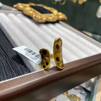 Покрытый медью настоящий золотой размер металлического листа изогнутая поверхность капает масло леопардовый принт кольцо женское новое модное открытое кольцо модное