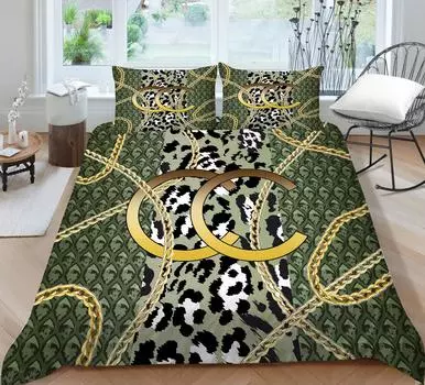 Покрывала 3D пододеяльники зеленая роскошная цепочка с леопардовым принтом для женщин и мужчин домашнее постельное белье комплект постельного белья размер королевы UK Single 135x200cm