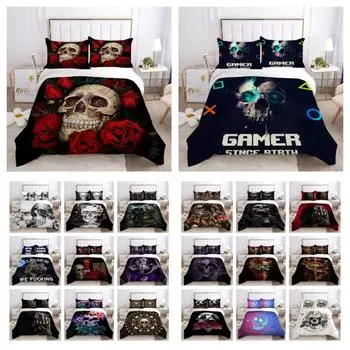 Покрывала с 3D принтом черепа, один размер, полиэстер, дизайн постельного белья, мягкий высококлассный домашний текстиль UK Single 135x200cm