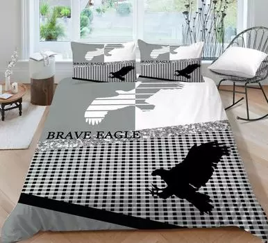 Покрывала с 3D принтом, модный комплект постельного белья с орлиной строчкой в полоску, детское домашнее постельное белье для мальчиков, постельное белье королевского размера, одежда UK Single 135x200cm