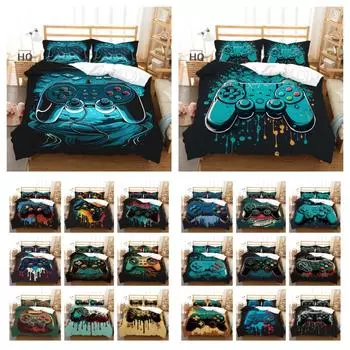Покрывала с принтом для игровой консоли, модное домашнее постельное белье двойного размера, полиэстеровое постельное белье с героями мультфильмов, комплект постельного белья, чехол UK Single 135x200cm