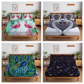 Покрывала с принтом птиц, простыни, комплект постельного белья одного размера, детское высококачественное домашнее постельное белье из микрофибры UK Single 135x200cm