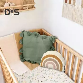 Покрывало для детской кроватки с эластичной лентой с цветочным принтом, двухслойная марля, впитывающая влагу, наматрасник, противоскользящая простыня для малышей C