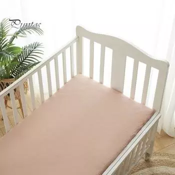 Покрывало для детской кроватки с эластичной лентой с цветочным принтом, двухслойная марля, впитывающая влагу, наматрасник, противоскользящая простыня для малышей A