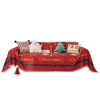 Покрывало для дивана из красного шенилла, универсальное для всех сезонов, одеяло для дивана с рождественской атмосферой, водонепроницаемое, устойчивое к мочеиспусканию покрывало для дивана 180*130cm