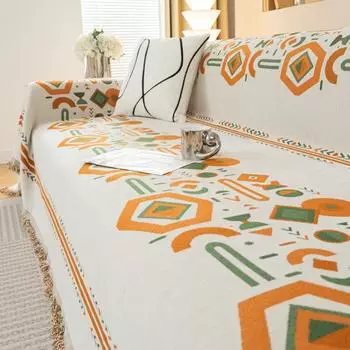 Покрывало для дивана в богемном стиле с защитой от царапин, прочное полное покрытие, чехол для дивана-футона, универсальный чехол для полотенца из синели с защитой от пыли 180X230cm 1PCS розовый