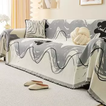 Покрывало для дивана в скандинавском стиле, универсальное трехсезонное покрывало с принтом в клетку, чехол для дивана, полотенце, уютный домашний декор 180x130