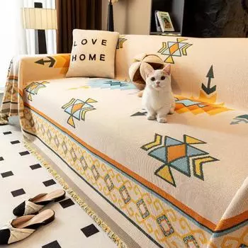 Покрывало для дивана в скандинавском стиле, универсальное трехсезонное покрывало с принтом в клетку, чехол для дивана, полотенце, уютный домашний декор 180x130