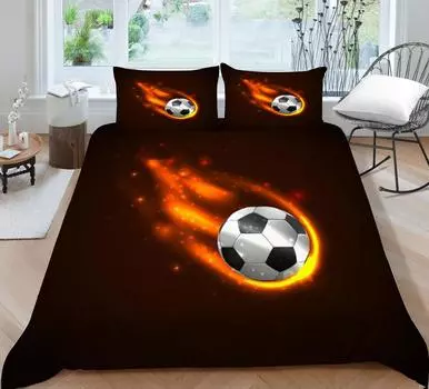 Покрывало для дома, постельное белье, комплект постельного белья, 2/3 шт., комплект пододеяльников с 3D футбольным принтом, покрывала, наволочка, полиэстер Single 135x200cm
