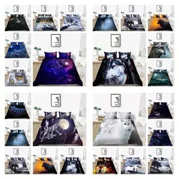 Покрывало для кровати с изображением животных, постельное белье, костюм с волком, пододеяльник, высокое качество, пододеяльник, детская домашняя постельная одежда одного размера UK Single 135x200cm