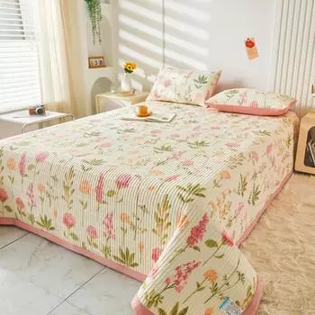 Покрывало из хлопкового льна класса А, комплект из трех частей, нескользящие утолщенные простыни из хлопка, покрывало на кровать, модели Four Seasons Queen