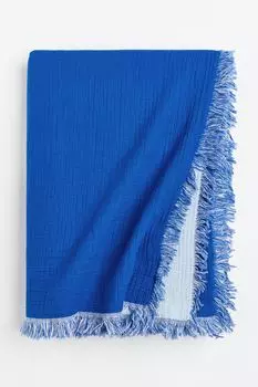 Покрывало из хлопкового муслина с бахромой