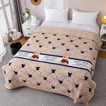 Покрывало на кровать из молочного бархата, Хлопковое толстое покрывало-татами, Стеганое покрывало из хрустального бархата, Простыня 90*200cm розовый