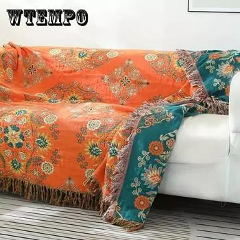 Покрывало-махровое полотенце с цветочным рисунком и кисточками, хлопковое одеяло с принтом, винтажный цветочный узор, одеяло для дивана, одеяло для кондиционера, одеяло для сна 150*200cm